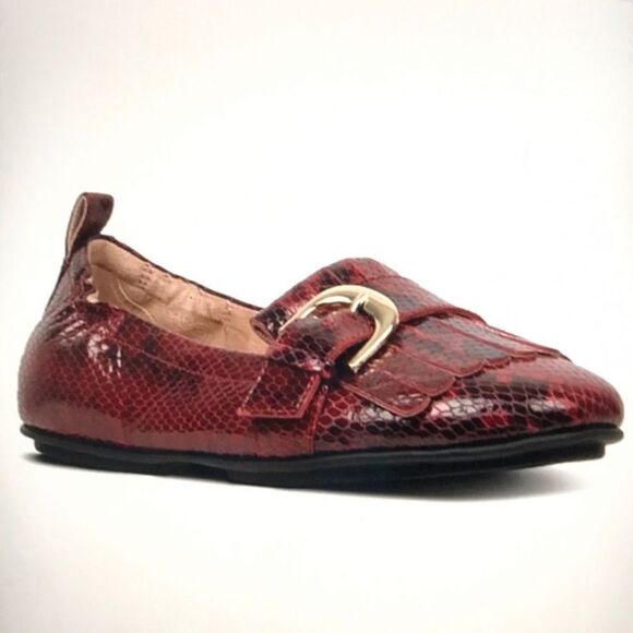 Fitflop Allegro Fringe Snake Embossed Adrenaline Red Leather - Size 8.5 - Picture 1 of 8